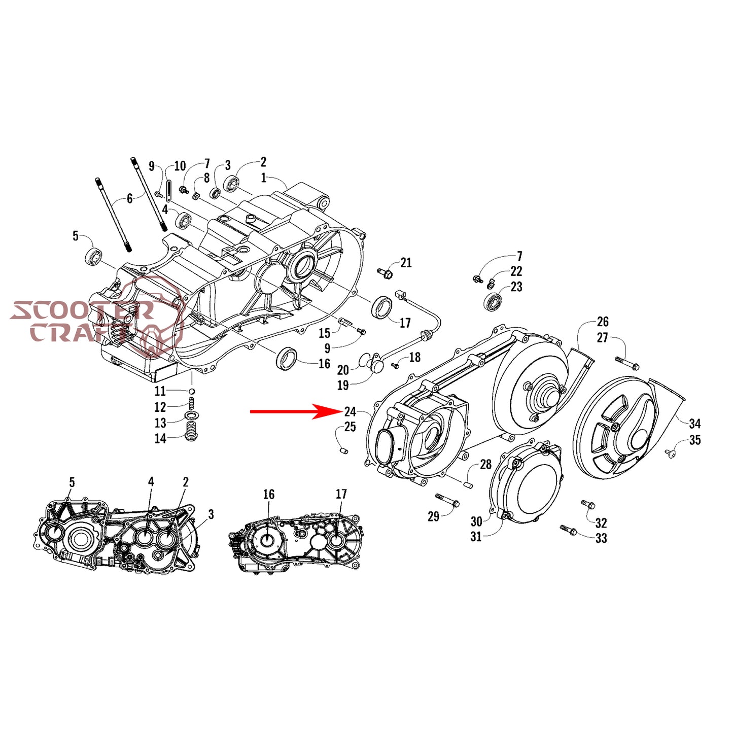 Variator (V-belt) cover gasket Arctic Cat DVX 250 2X4 06-10, Utility 300 2X4 10-16, Alterra 300 2017-2024