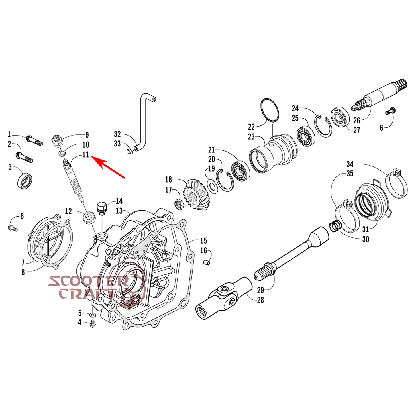 Speedometer drive gear Arctic Cat Utility 250 06-09, Utility 300 2X4 10-16, Alterra 300 2017-2024