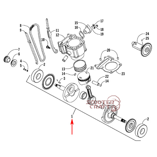 Crankshaft Arctic Cat DVX 250 2006-2008, Utility 250 2006-2009