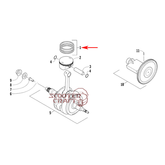 Piston rings 72,7 mm, Arctic Cat DVX 250 2X4 06-10, Utility 300 2X4 10-16, Alterra 300 2017-2024