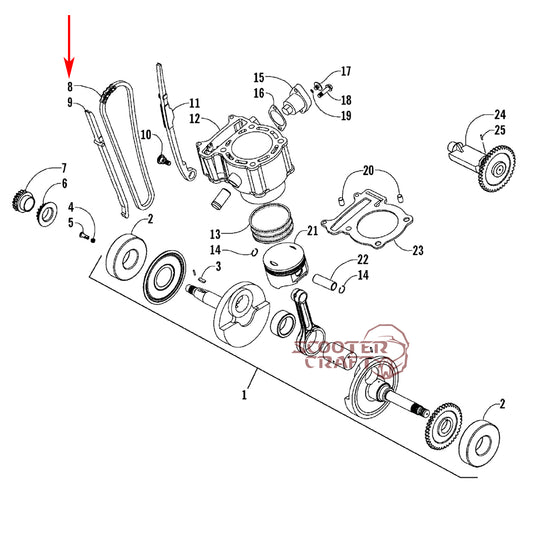 Timing (camshaft) chain Arctic Cat DVX 250 2006-2008, Utility 250 2006-2009