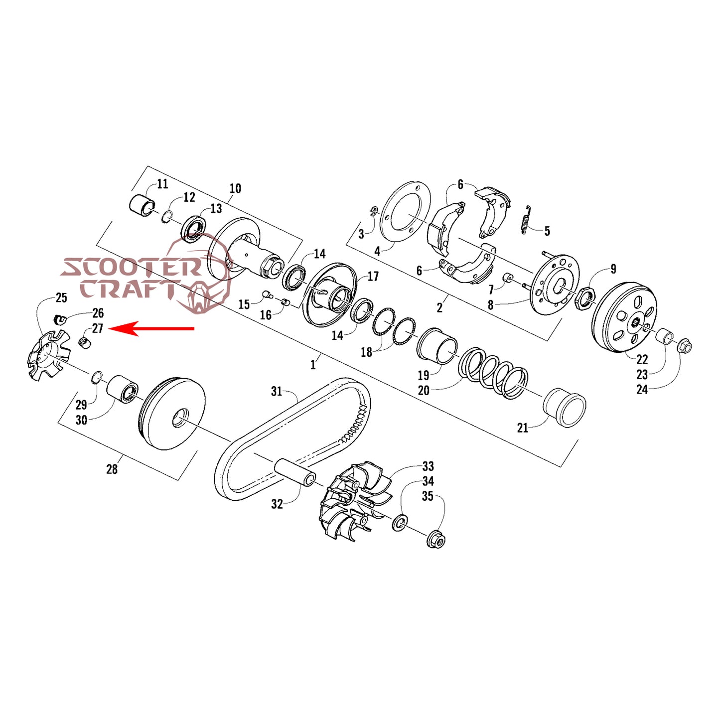 Variator rollers (weights) Arctic Cat DVX 250 2X4 06-10, Utility 300 2X4 10-16, Alterra 300 2017-2024