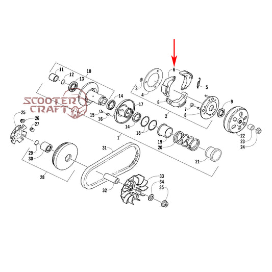 Clutch weights (shoes) Arctic Cat DVX 250 2X4 06-10, Utility 300 2X4 10-16, Alterra 300 2017-2024