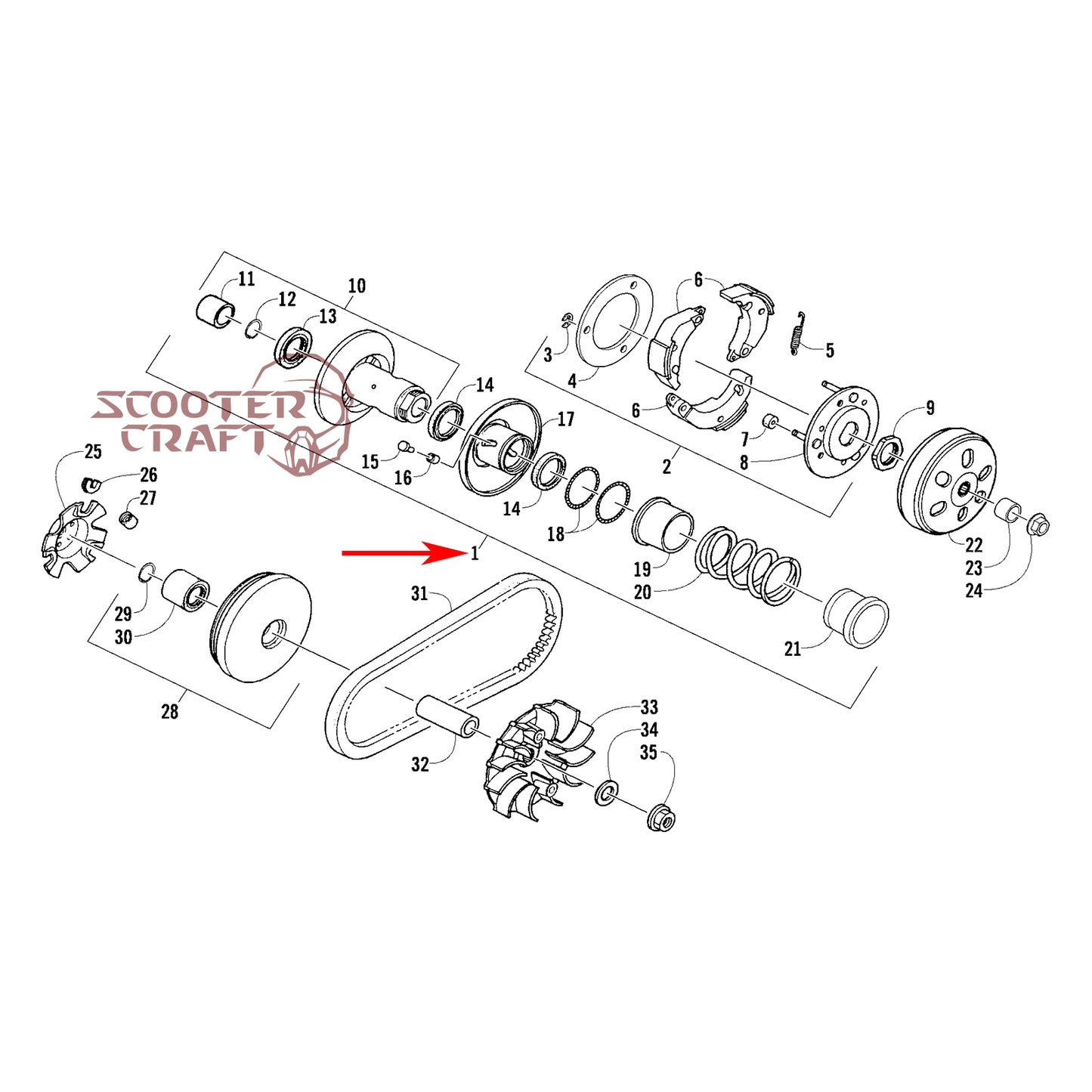 Torque Drive (Clutch Kit) Arctic Cat DVX 250 2X4 06-10, Utility 300 2X4 10-16, Alterra 300 2017-2024