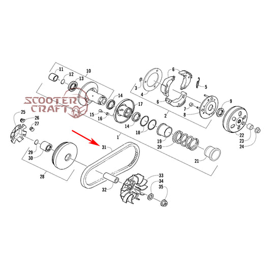 Drive belt (V-belt) Arctic Cat DVX 250 2X4 06-10, Utility 300 2X4 10-16, Alterra 300 2017-2024