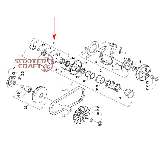 Clutch driven face Arctic Cat DVX 250 2X4 06-10, Utility 300 2X4 10-16, Alterra 300 2017-2024