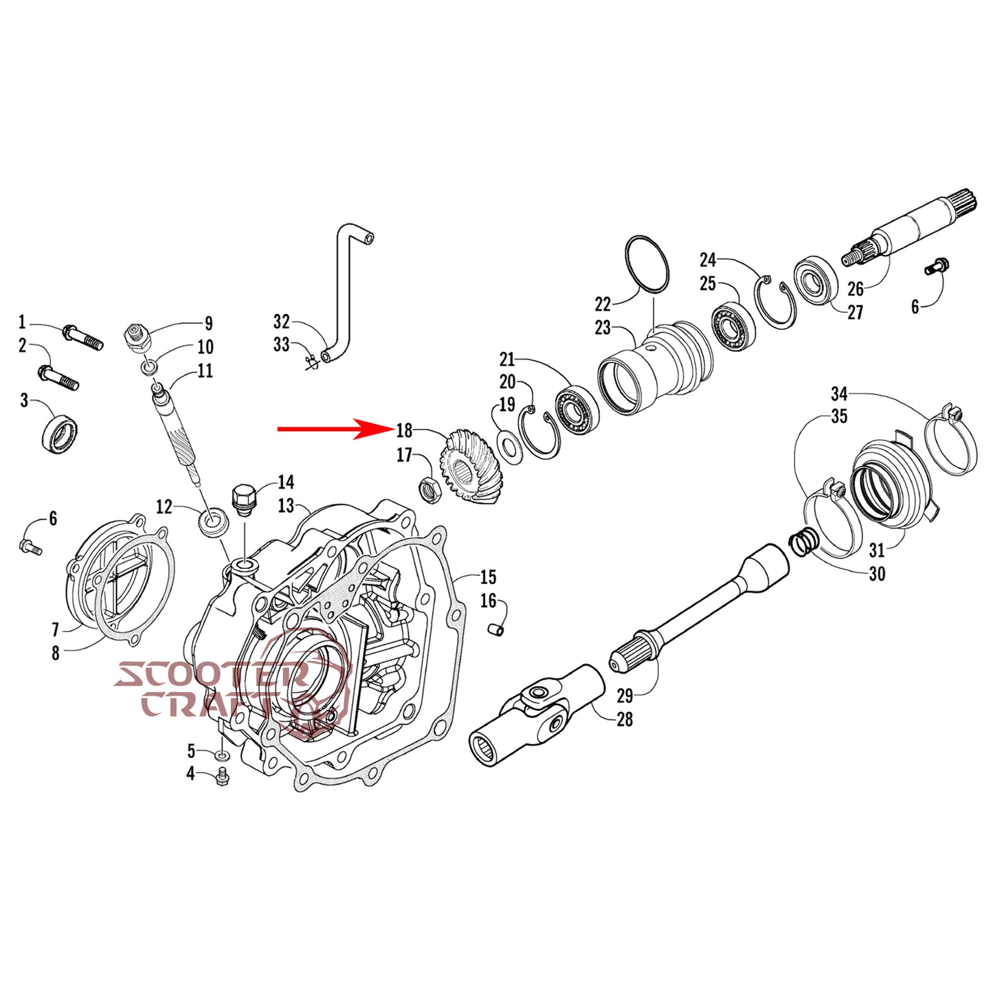 Driven bevel gear Arctic Cat Utility 250 06-09, Utility 300 2X4 10-16, Alterra 300 2017-2024