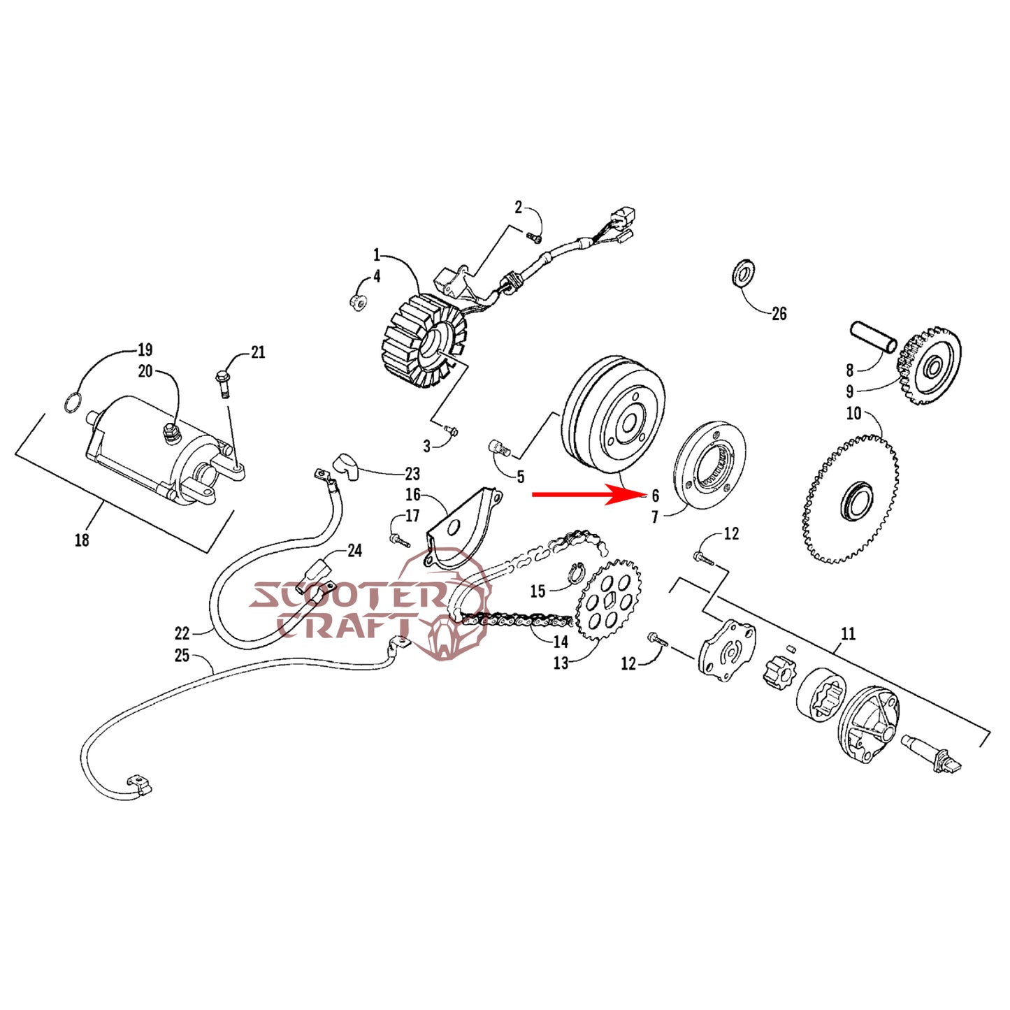 Flywheel (magneto, rotor) Arctic Cat DVX 250 2006-2008, Utility 250 2006-2009