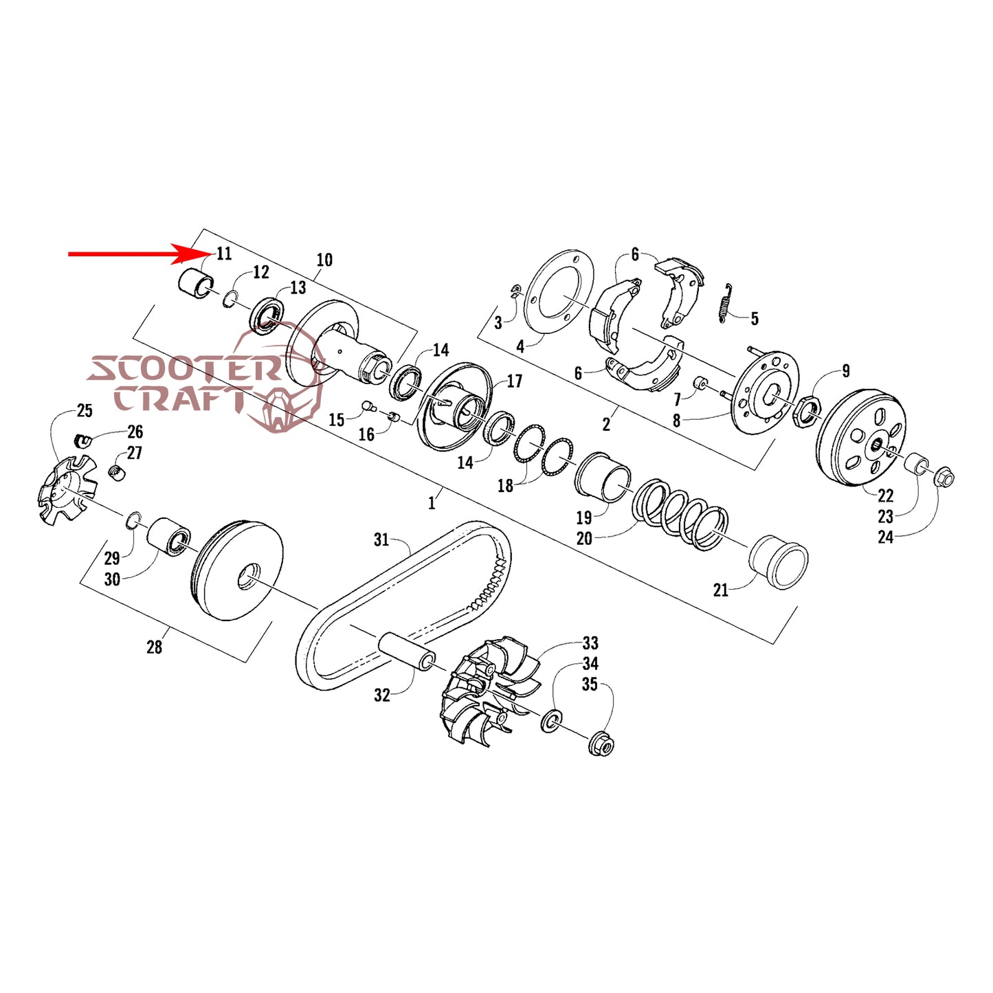 Clutch needle bearing Arctic Cat DVX 250 2X4 06-10, Utility 300 2X4 10-16, Alterra 300 2017-2024