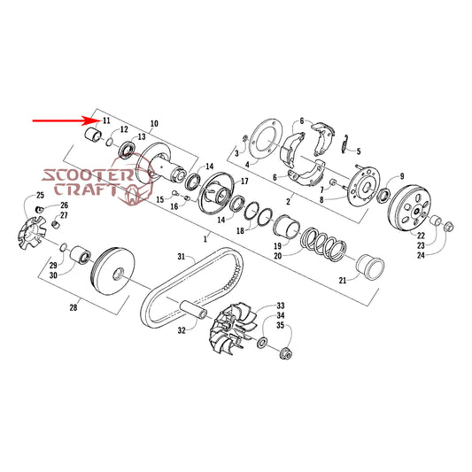 Clutch needle bearing Arctic Cat DVX 250 2X4 06-10, Utility 300 2X4 10-16, Alterra 300 2017-2024