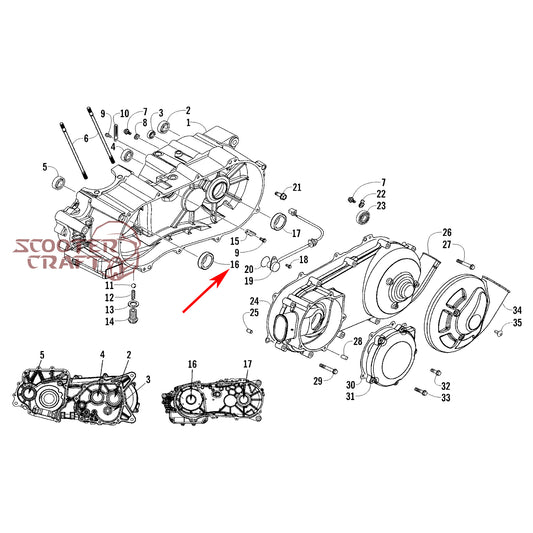 Crankshaft oil seal, left, Arctic Cat DVX 250 2X4 06-10, Utility 300 2X4 10-16, Alterra 300 2017-2024