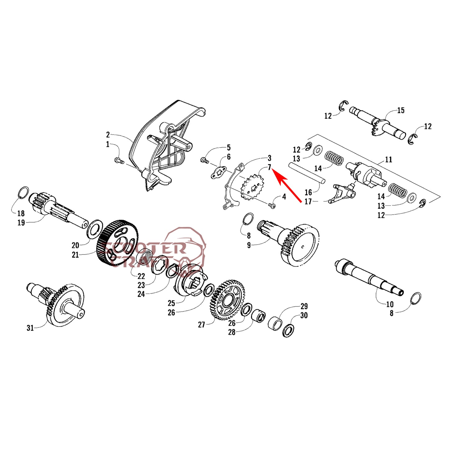 Front sprocket Arctic Cat DVX 250 2006-2008, DVX 300 2010-2015