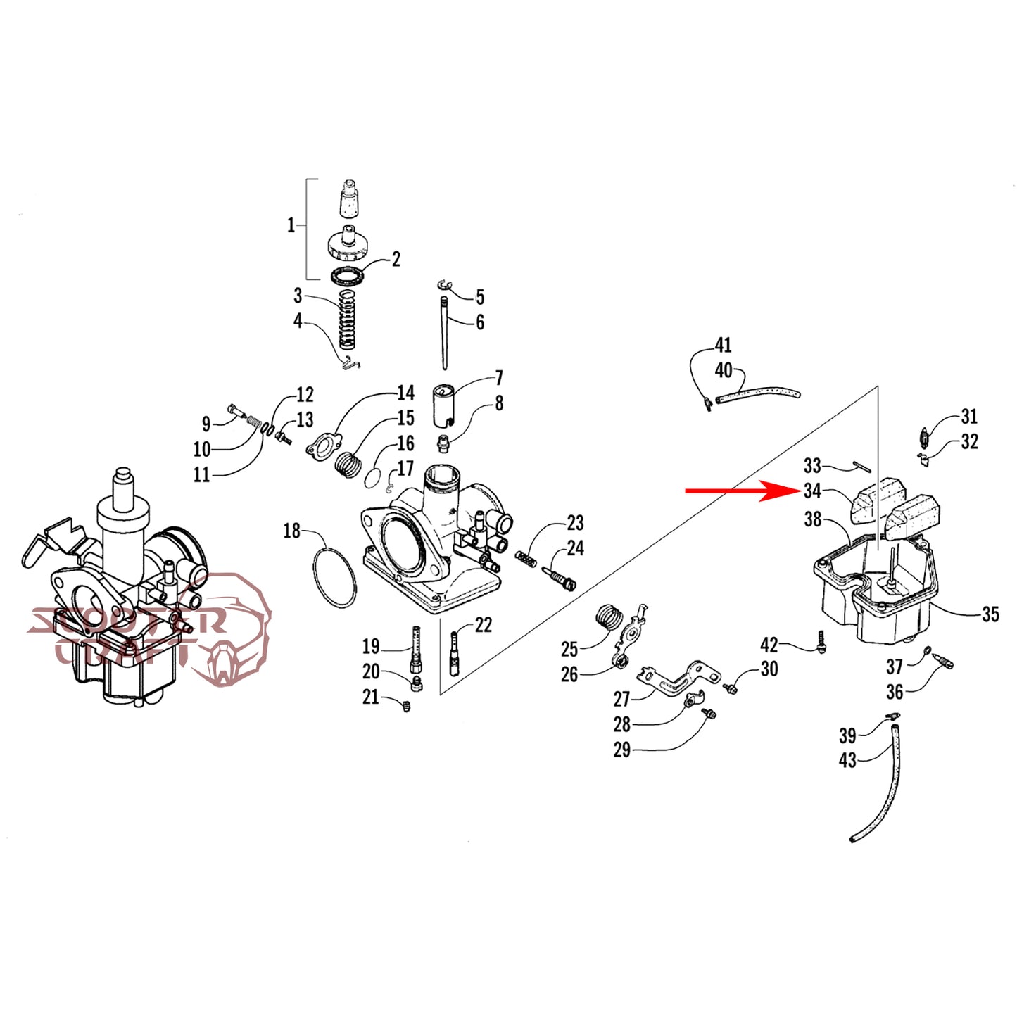 Carburetor float Arctic Cat DVX 250 2006-2007, Utility 250 2006-2007