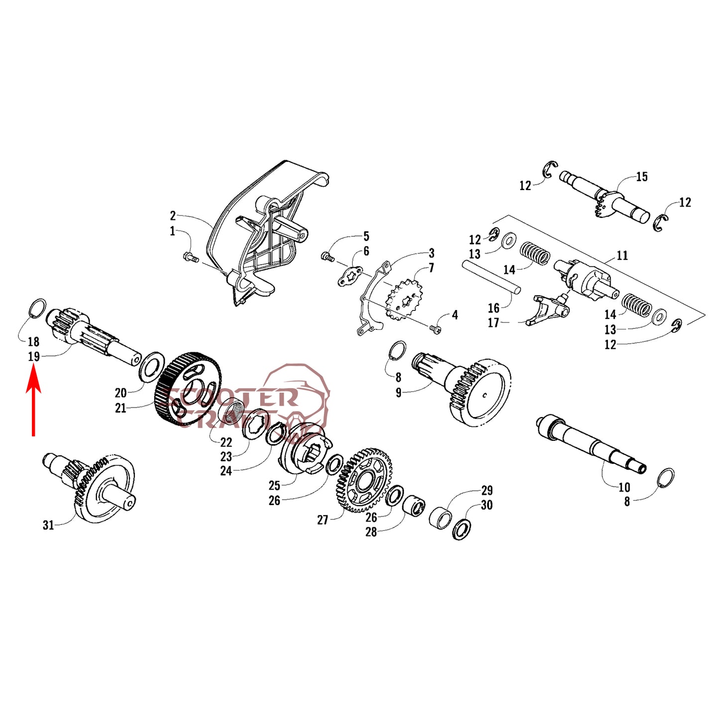 Main shaft Arctic Cat DVX 250 2006-2008, DVX 300 2010-2015