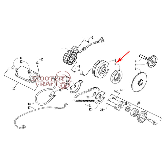 Starter clutch one way bearing 39,7 mm, Arctic Cat Utility 250 08-09, Utility 300 2X4 10-16, Alterra 300 2017-2024