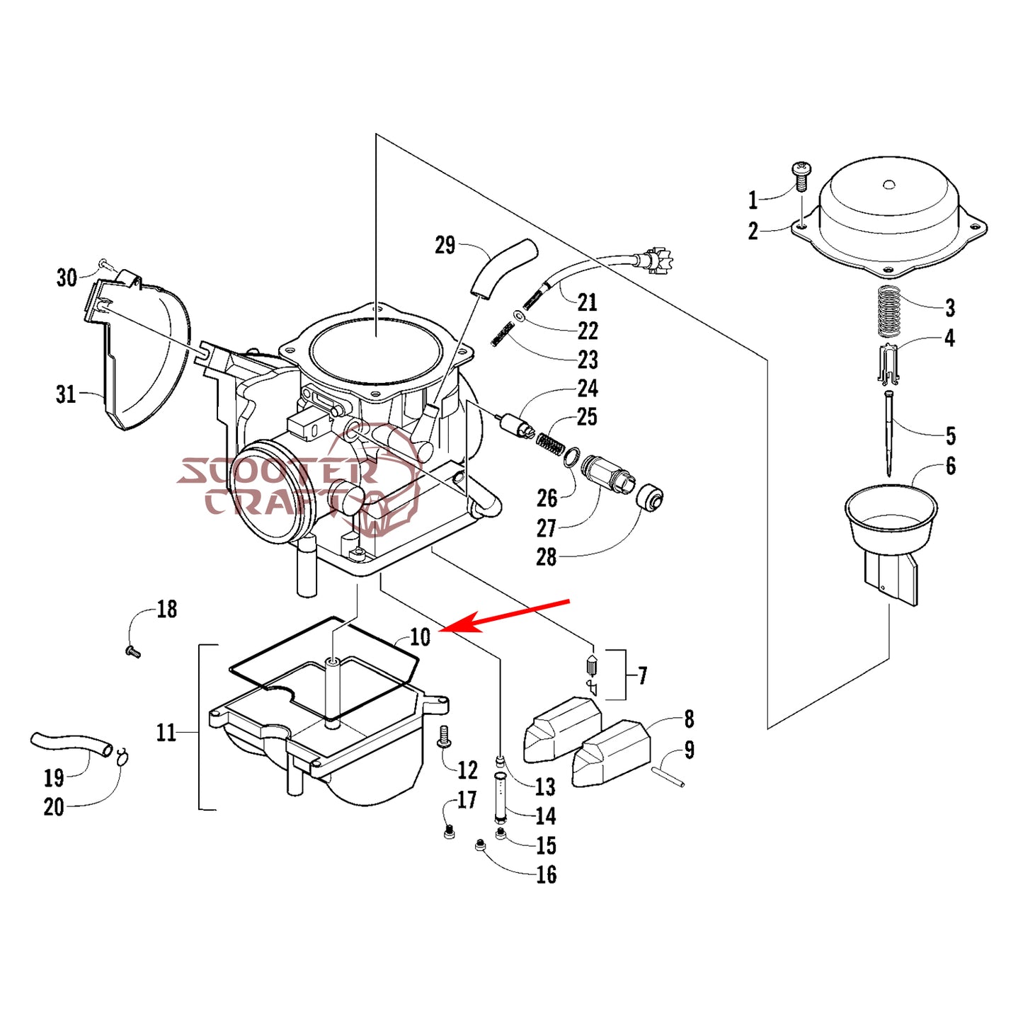 Float chamber gasket Arctic Cat DVX 300 2X4 09-15, Utility 300 2X4 10-16, Alterra 300 2017-2024