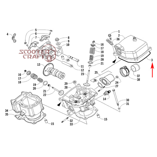 Valve cover gasket Arctic Cat DVX 300 2X4 09-15, Utility 300 2X4 10-16, Alterra 300 2017-2024