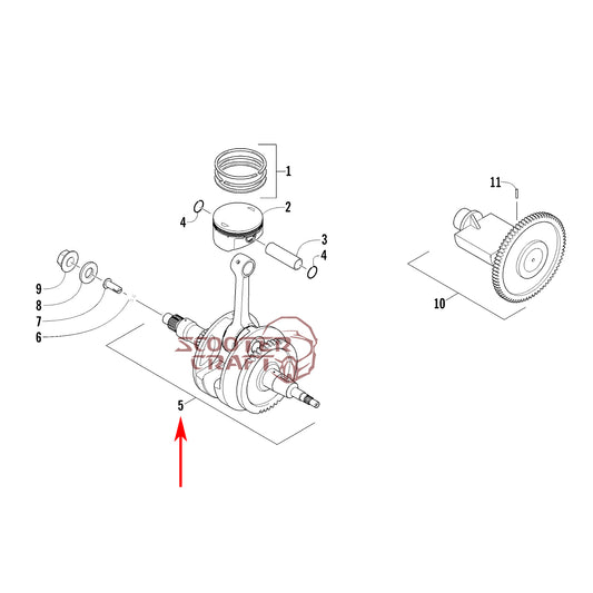 Crankshaft Arctic Cat DVX 300 2X4 09-15, Utility 300 2X4 10-16, Alterra 300 2017-2024