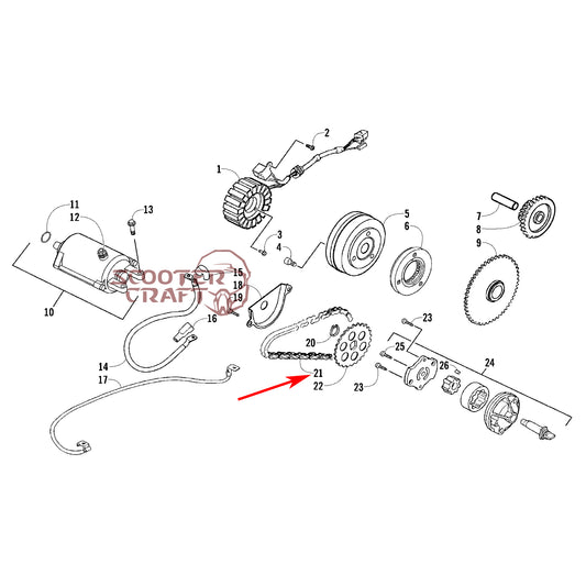 Oil pump chain Arctic Cat DVX 300 2X4 09-15, Utility 300 2X4 10-16, Alterra 300 2017-2024