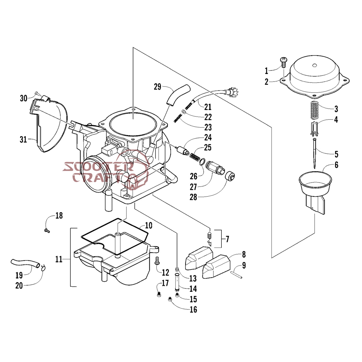 Carburetor Arctic Cat DVX 300 2X4 09-15, Utility 300 2X4 10-16, Alterra 300 2017-2024