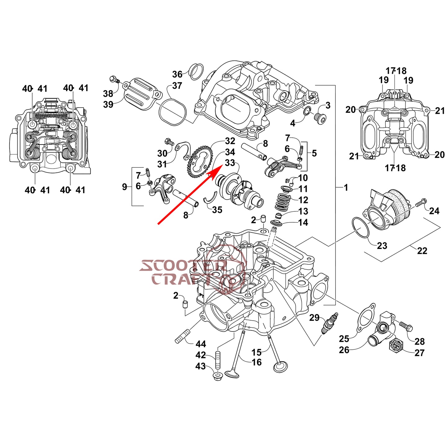 Camshaft Arctic Cat ATV 425 CR, Alterra 450, TRV 450, XC 450 EFI, UTV Prowler 500