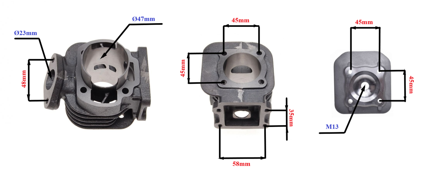 Cast-iron cylinder with head Yamaha BWS Minarelli vertical 47 mm 2T