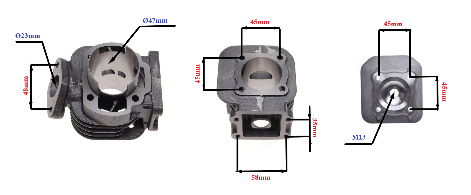 Cast-iron cylinder with head Yamaha BWS Minarelli vertical 47 mm 2T