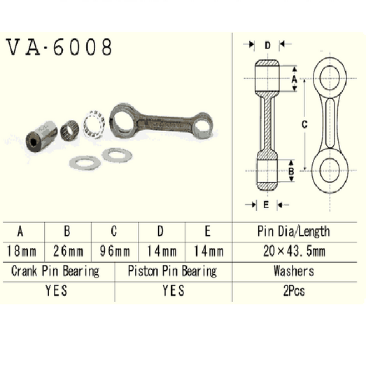 Connecting rod Yamaha YZ80 1993–2001,YZ85 2002–2018
