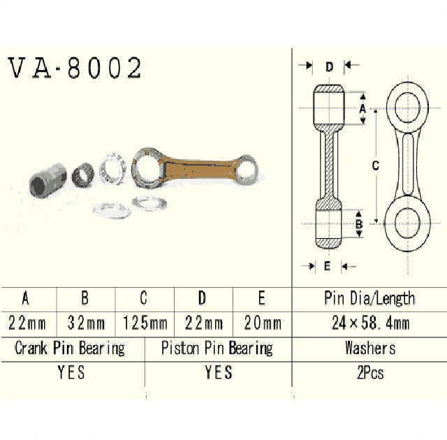 Connecting rod Kawasaki KX250 1980–2001
