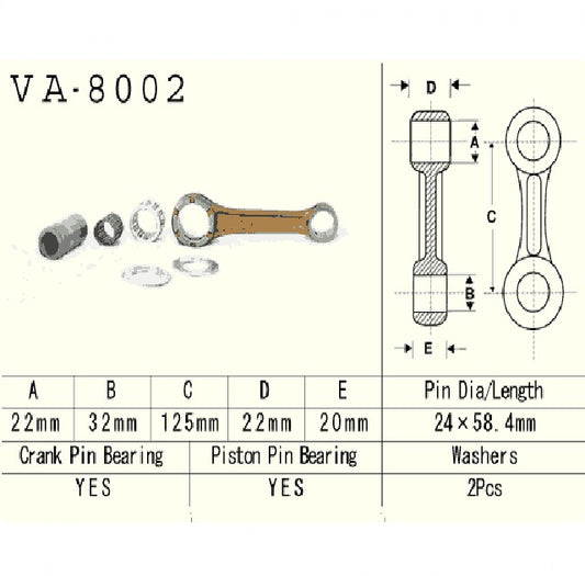 Connecting rod Kawasaki KX250 1980–2001