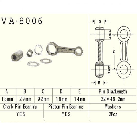 Connecting rod Kawasaki KX80 1992–1997