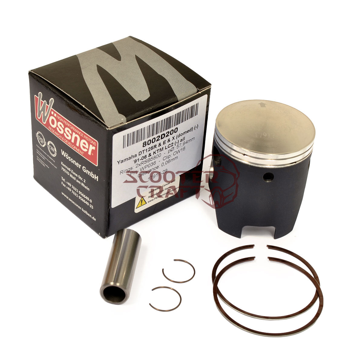 Piston (2‑stroke) KTM LC2 (all), Yamaha DT125R, TDR125/250, TZR125 1988–2006 (+2.00 = 57.94 mm)