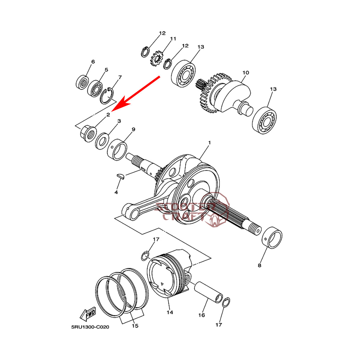 Nut, crankshaft, right, Yamaha Majesty 250 07-16, Majesty 400, YP 400 R X-MAX, genuine 90179-18004