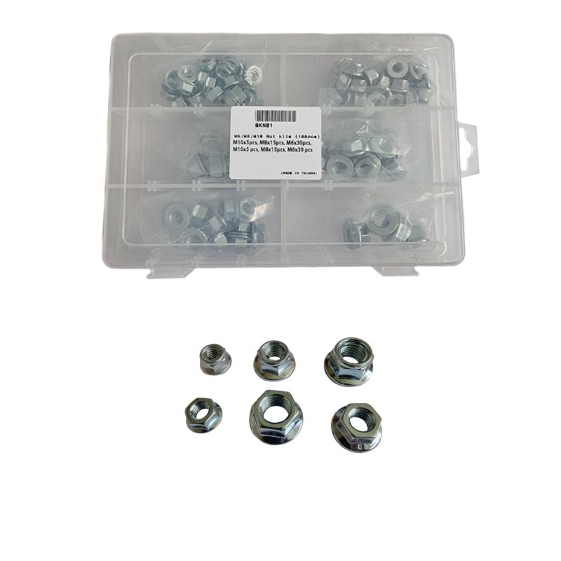 FLANGE NUT AND SELF-LOCKING NUT SET M6/M8/M10 (100 PCS)