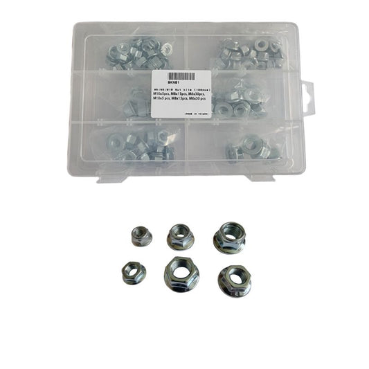FLANGE NUT AND SELF-LOCKING NUT SET M6/M8/M10 (100 PCS)