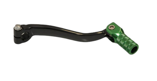 ALUMINUM GEAR SHIFT LEVER KAWASAKI KX 500 89-04, KX 250 94-08, KX 125 94-08, KX 65 00-25 BLACK WITH GREEN TIP (LCA4335)