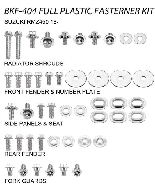 COMPLETE PLASTIC BOLT KIT SUZUKI RMZ 450 18-20 (BKF-404)