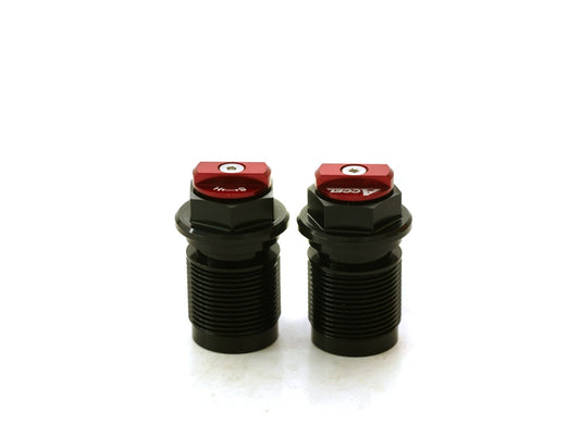 FRONT SHOCK ABSORBER LOWER PLUG WITH ADJUSTMENT HONDA CRF 450R 09-14 YAMAHA YZ/YZF 450/250/125/X 06-20, WRF 450/250 12-20, KAWASAKI KXF 450 08-14, SUZUKI RMZ 250 19 RED (SET-2PCS)