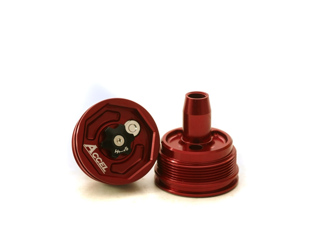 FRONT SHOCK ABSORBER TOP NUT WITH ADJUSTMENT HONDA CRF 450R 09-14 YAMAHA YZ/YZF 450/250/125/X 06-20, WRF 450/250 12-20, KAWASAKI KXF 450 08-14, SUZUKI RMZ 250 19, GAS GAS RED (SET-2PCS)