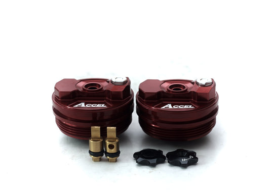 FRONT SHOCK ABSORBER TOP NUT WITH ADJUSTMENT HONDA CRF 250R 18-20, CRF 450R/RX 17-20, CRF 250RX 19-20, CRF 450X/L 19, KAWASAKI KXF 450 19-20, SUZUKI RMZ 450 18-19 RED (SET-2PCS)