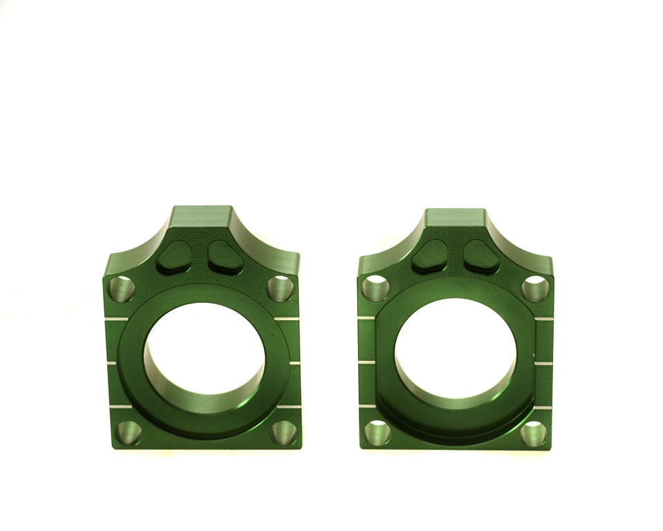 REAR AXLE TENSIONER WITH BOLT KAWASAKI KXF 250 17-18 GREEN (SET-2PCS)