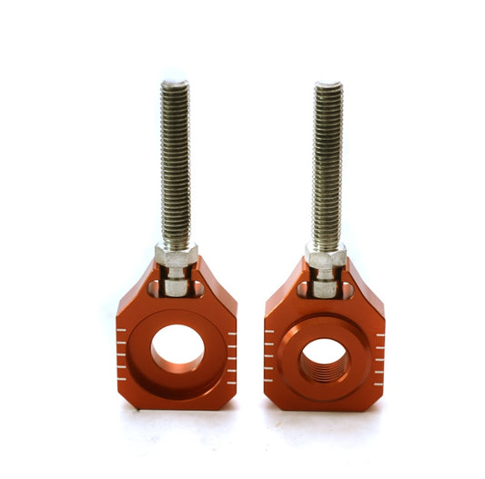 REAR AXLE TENSIONER WITH BOLT KTM SX 65 16-20, HUSQVARNA TC 65 17-20 ORANGE (SET-2PCS)