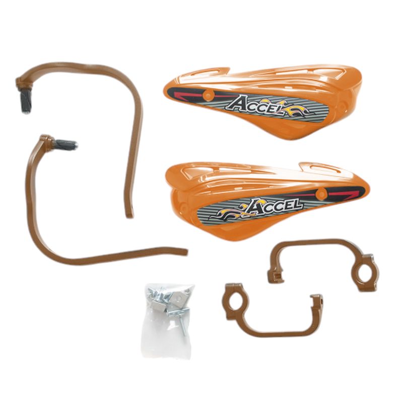 HANDGUARDS WITH ALUMINUM MOUNTING STRONG (22+28MM) 2-POINT MOUNTING (ALU-ORANGE, PLASTIC-ORANGE)