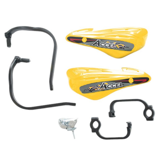 HANDGUARDS WITH ALUMINUM MOUNTING STRONG (22+28MM) 2-POINT MOUNTING (ALU-BLACK, PLASTIC-YELLOW)