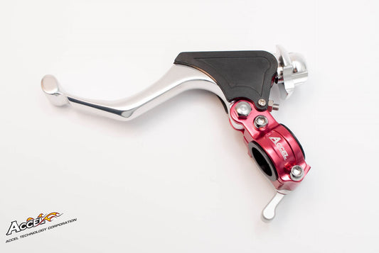 CLUTCH LEVER HOLDER COMPLETE + HOT START UNIVERSAL (FORGED) RED (3 LEVER POSITIONS) (CL-02RD)