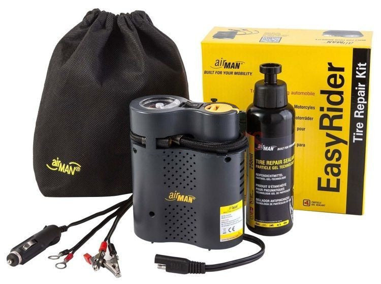 Tire‑repair kit Easy Rider 12 V compressor + sealant 250 ml + tips + pouch (32589)