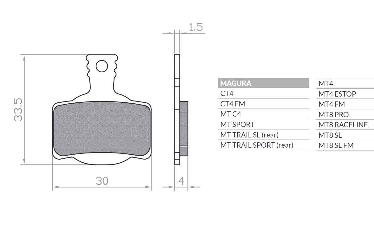 BIKE BICYCLE BRAKE PADS E-BIKE MTB / ROAD / ELECTRIC FITS MAGURA MT 2, MT 4, MT 6, MT 8, CAMPAGNOLO ROAD DISC BR224