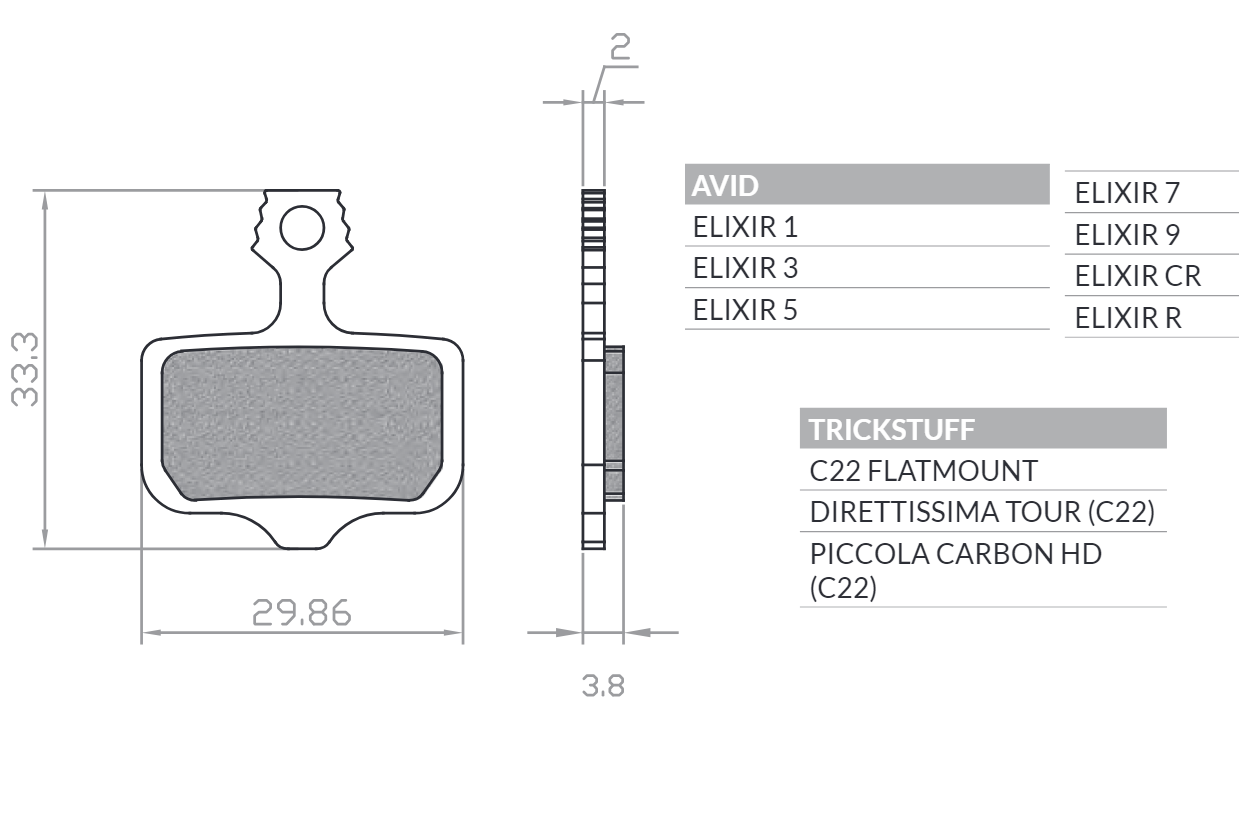 BIKE BICYCLE BRAKE PADS E-BIKE ORGANIC FITS AVID ELIXIR 9 / 7 / 5 / 3 / 1 / CR / R, SRAM XX, XO, DB1, DB3, DB5, LEVEL T, LEVEL TL