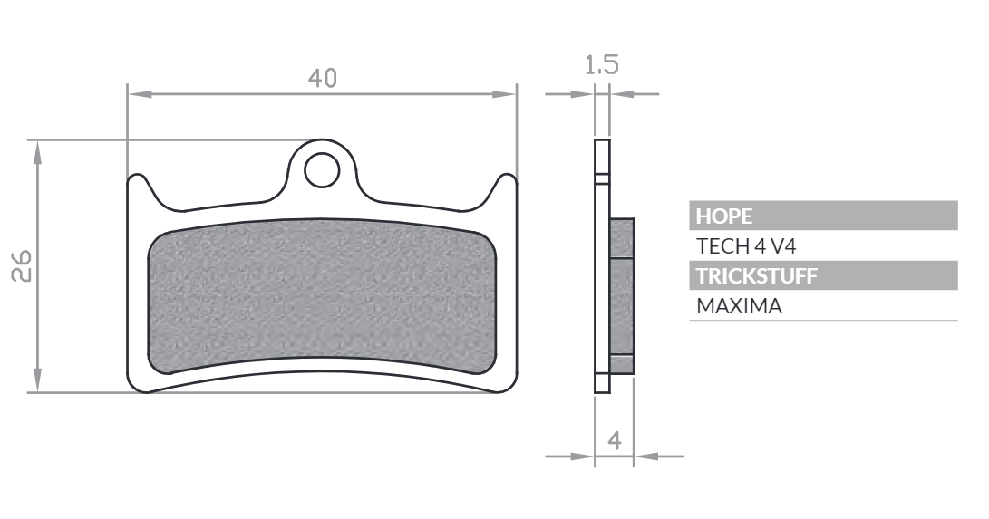 BIKE BICYCLE BRAKE PADS ORGANIC / SEMI-METALLIC FITS HOPE V4