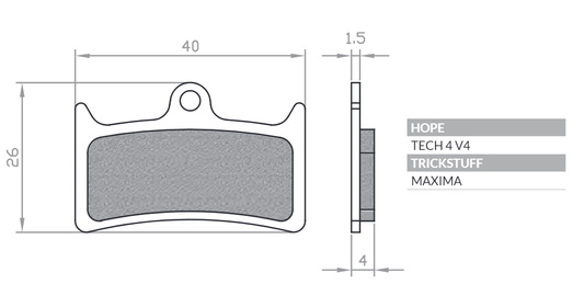 BIKE BICYCLE BRAKE PADS ORGANIC / SEMI-METALLIC FITS HOPE V4